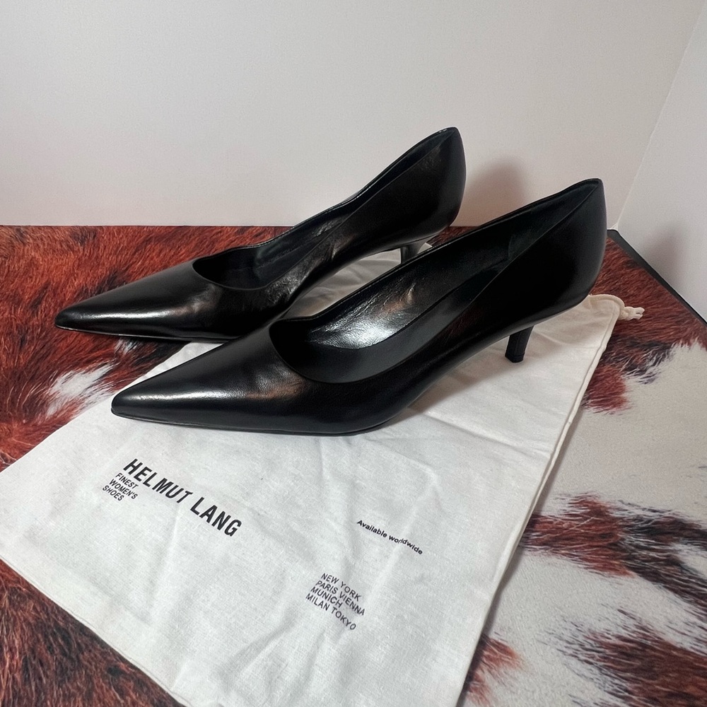 Helmut Lang Sleek Black Leather Pumps